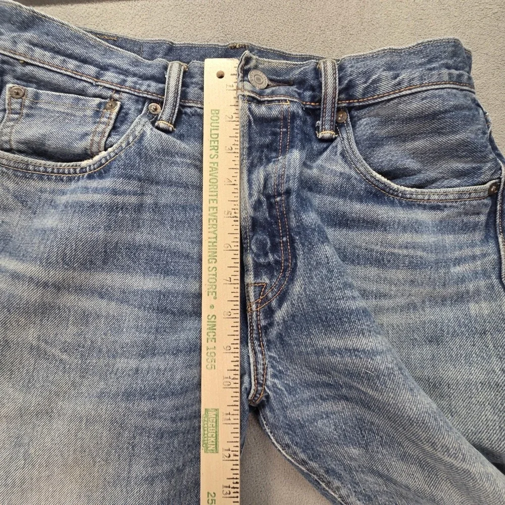 Levis 501 Jeans Mens Selvedge Medium Blue Tapered Whiskers‎ Honeycomb Fits 30x31